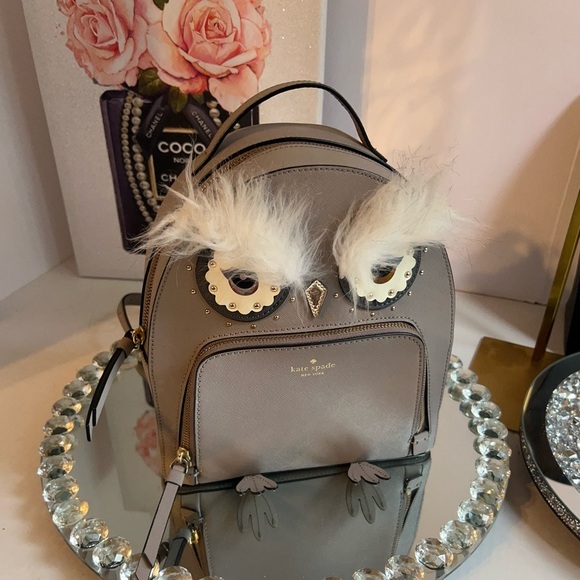 Kate Spade Gray Owl Mini Backpack like new condition - Picture 7 of 16